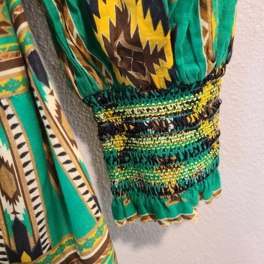 Alice + Olivia Emerald Ikat Rowen Tiered Midi Dress - Picture 5 of 7